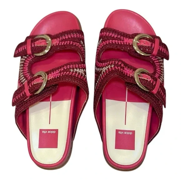 Dolce Vita Ralli Pink Knit Woven Boho Sandals- Size 8 - Picture 3 of 8